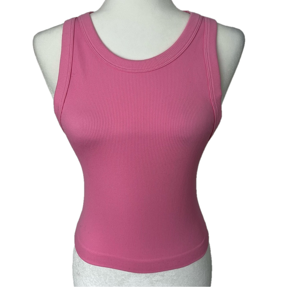 Wallflower InstaSmooth Cindy Seamless Rib High Crew Tank Bubblegum Pink Women M